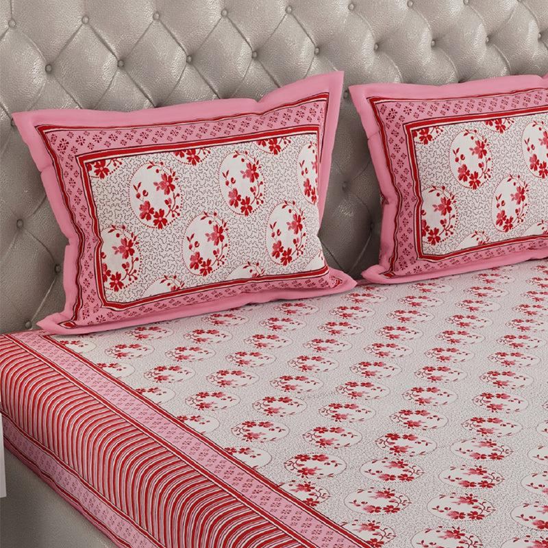 Buy Sagia Ethnic Bedsheet - Red & White Bedsheets from Vaaree