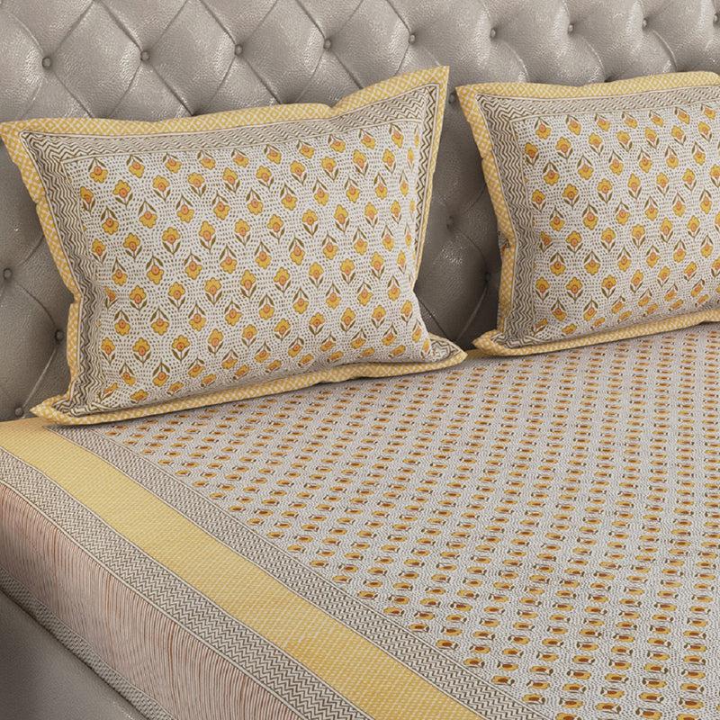 Buy Nirva Ethnic Bedsheet - Yellow Bedsheets from Vaaree