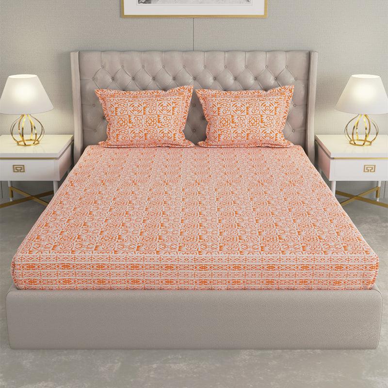 Buy Gulshan Printed Bedsheet - Orange Bedsheets from Vaaree