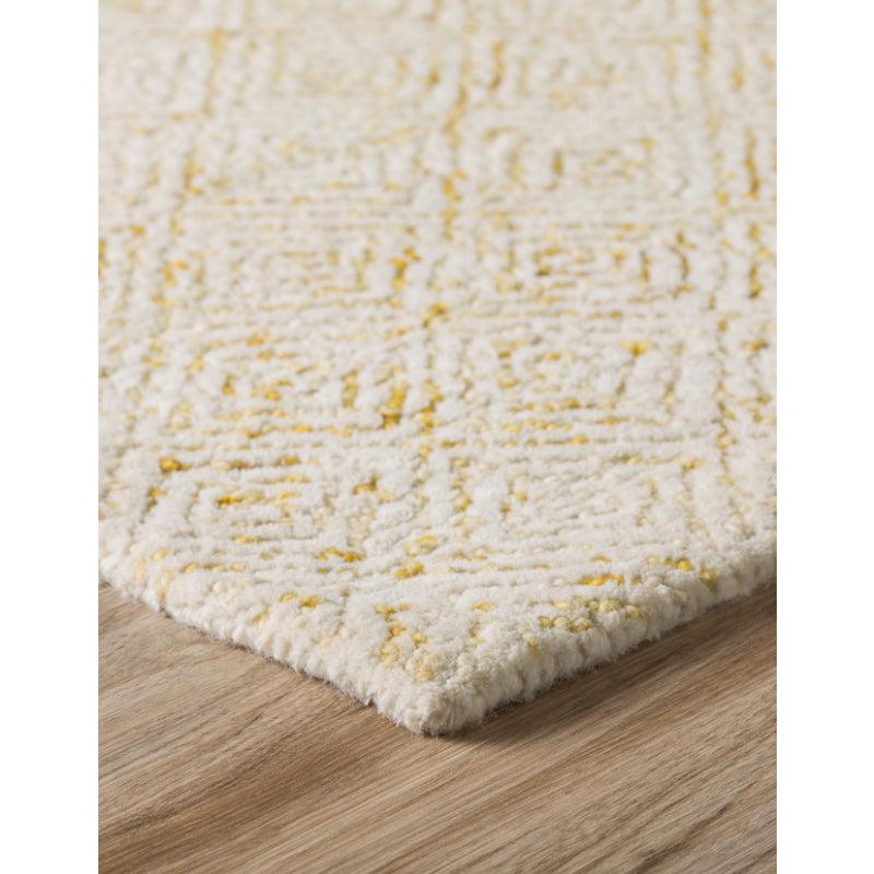 Buy Timeless Textures Hand Tufted Rug - Mustard & White Rugs from Vaaree