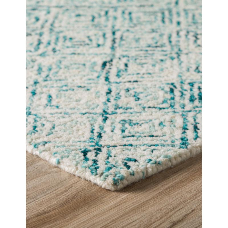 Buy Timeless Textures Hand Tufted Rug - Teal & White Rugs from Vaaree