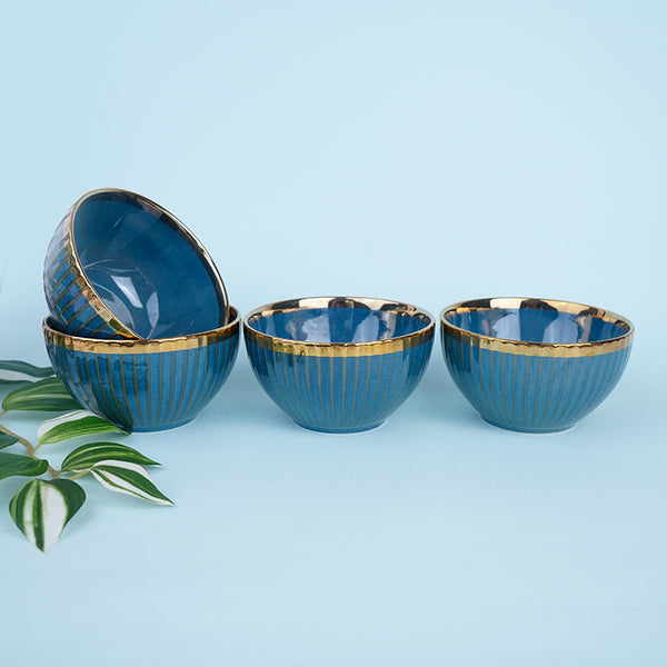 Bowl - Amazo Blue Gold Serving Bowl (300 ML) - Set Of Four