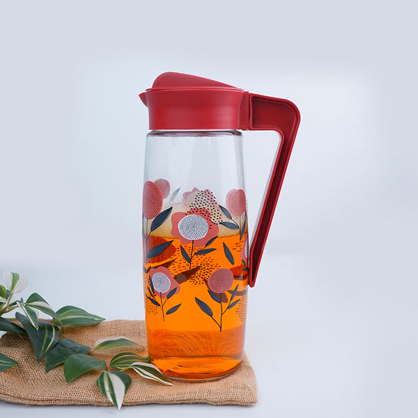 Jug - Pitola Flora Jug With Red Lid - 1600 ML