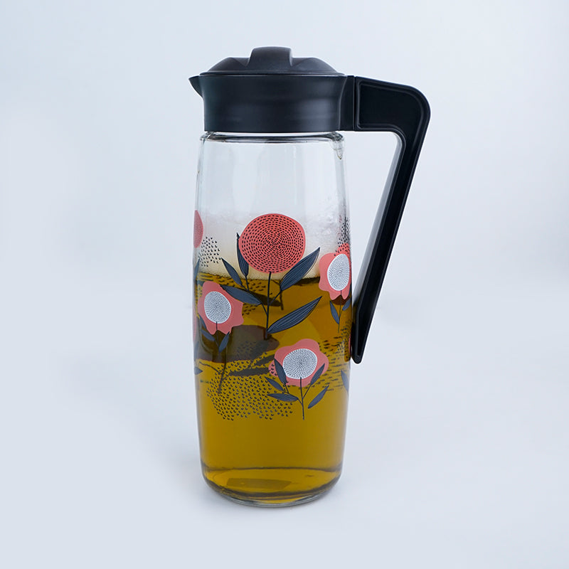 Jug - Pitola Flora Jug With Black Lid - 1600 ML