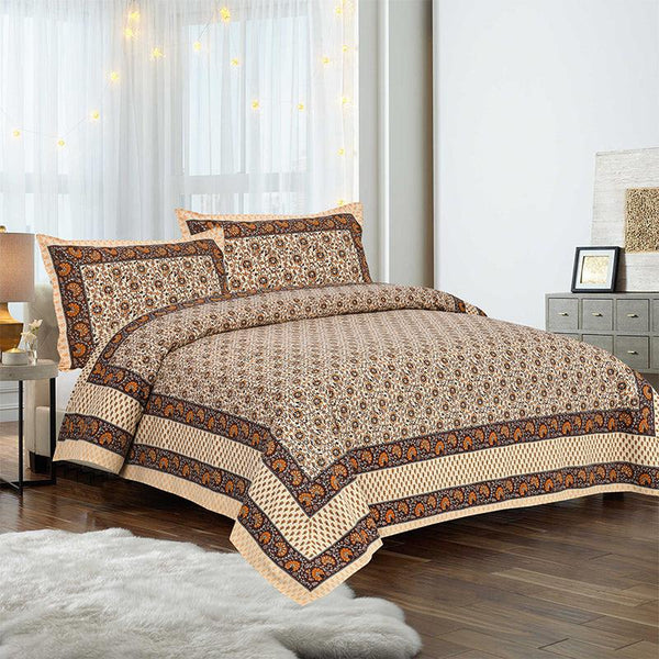 Buy Mridula Printed Bedsheet - Brown Bedsheets from Vaaree