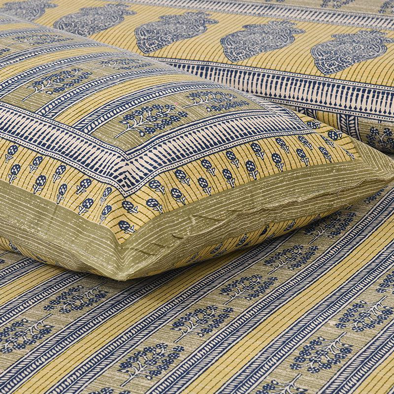 Buy Kineesh Printed Bedsheet - Yellow Bedsheets from Vaaree