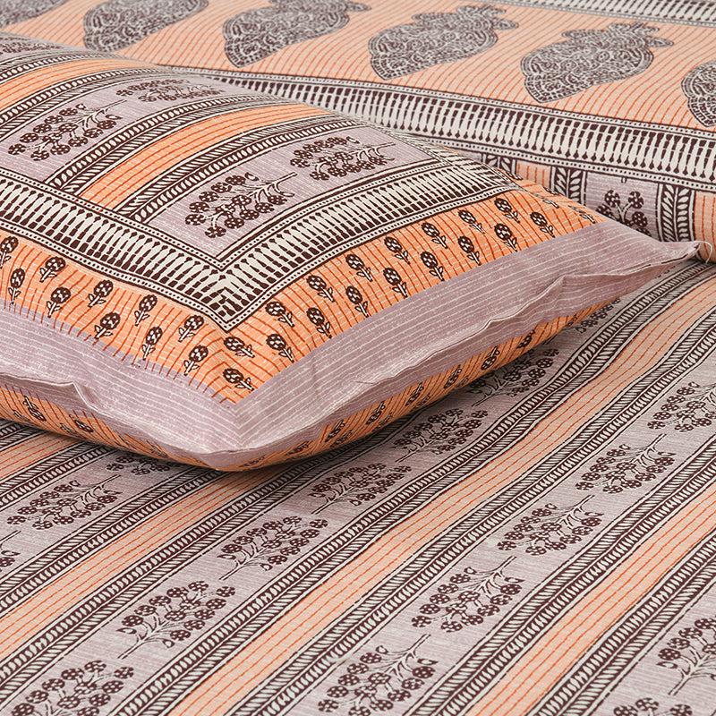 Buy Kineesh Printed Bedsheet - Orange Bedsheets from Vaaree