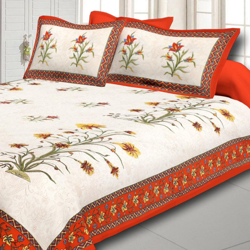 Buy Peony Floral Bedsheet - White,Red Bedsheets from Vaaree