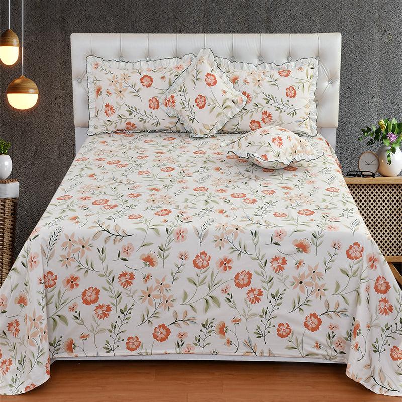 Buy Hue Haze Frilled Floral Bedding Set - Five Piece Set Bedding Set from Vaaree