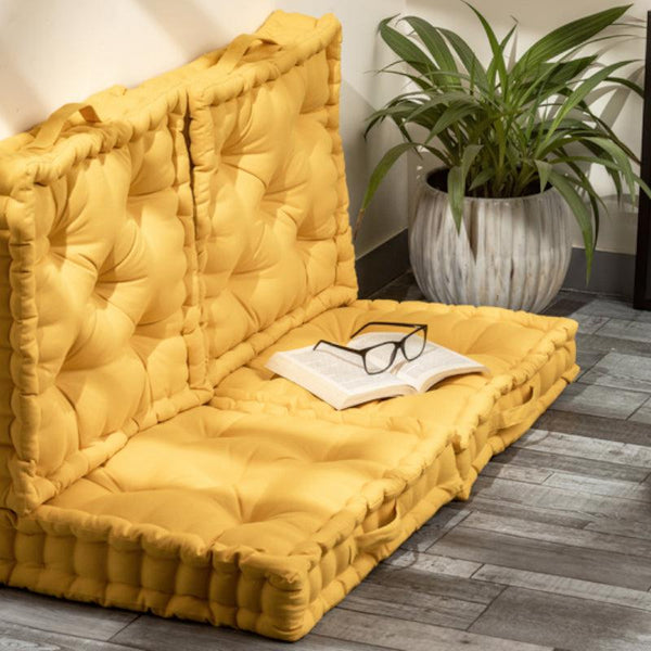 Floor Cushions - Marlon Floor Cushion (Mustard Yellow) - Set Of Two