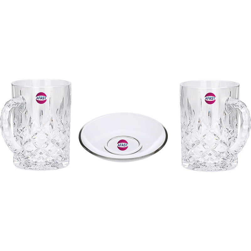 Barware Set - Pavao (450 ML) Beer Glass & Snack Plate Combo - Three Piece Set