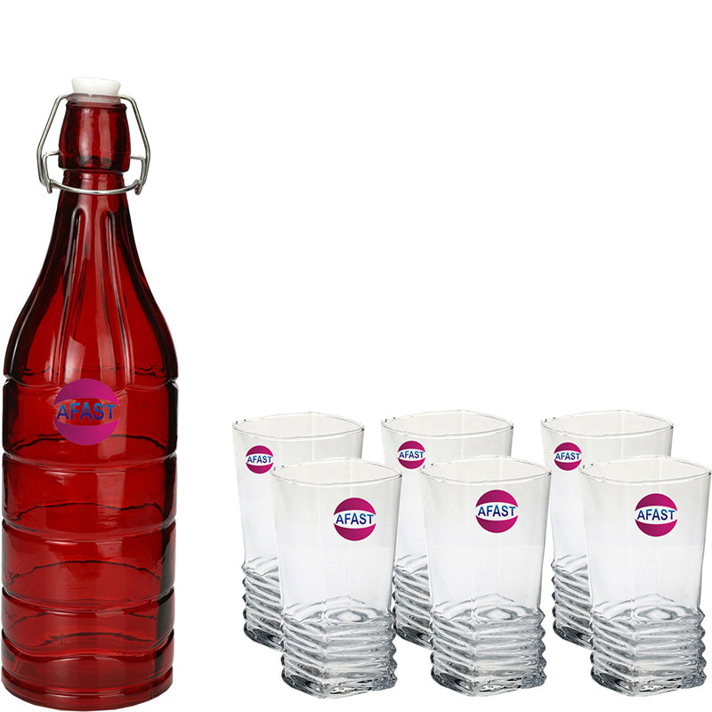 Bottle - Tisa 1000 ML Water Bottle With 300 ML Glass - Seven Piece Set