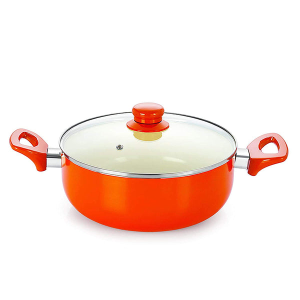 Buy Nirlon Orange Non Stick Cooking Pot With Lid - 2100 ML/8 Inches Cooking Pot from Vaaree