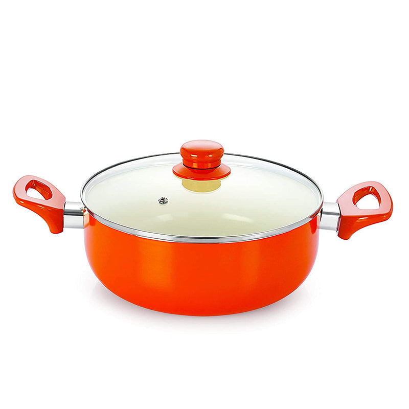 Buy Nirlon Orange Non Stick Cooking Pot With Lid - 4200 ML/10 Inches Cooking Pot from Vaaree