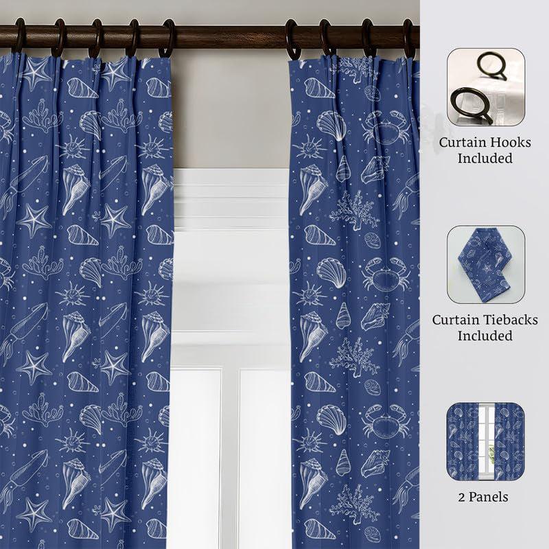 Buy Sea Side Tab Top Short Width Curtain Curtains from Vaaree