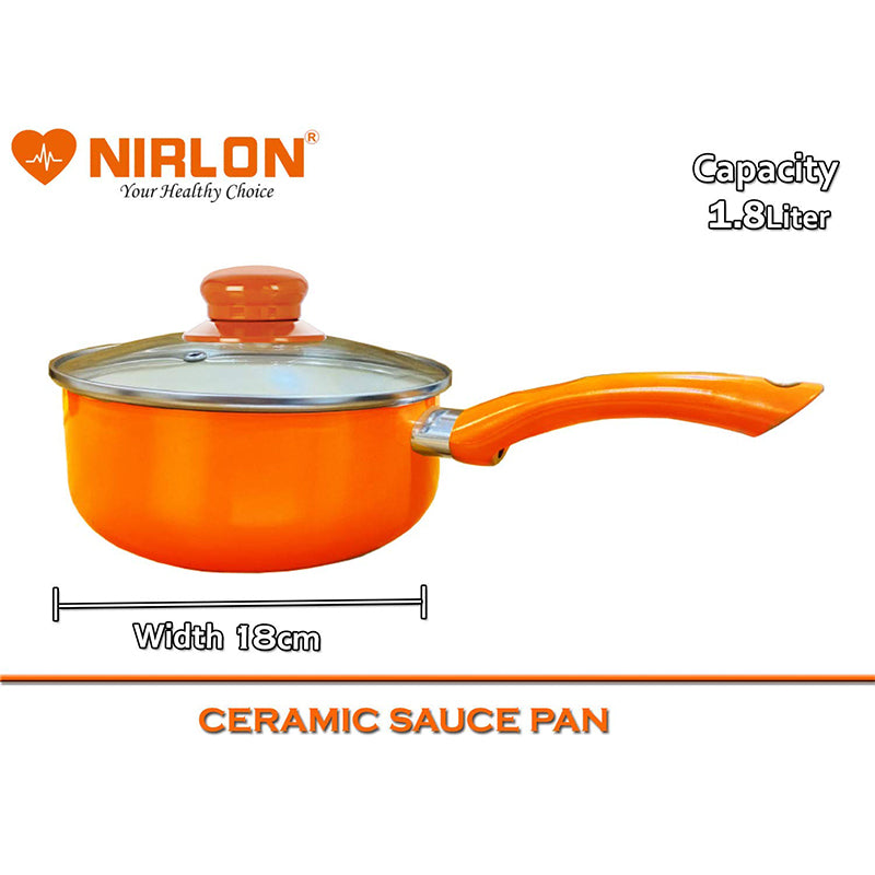 Buy Nirlon Orange Saucepan With Lid - 2200 ML/7 Inches Saucepan from Vaaree