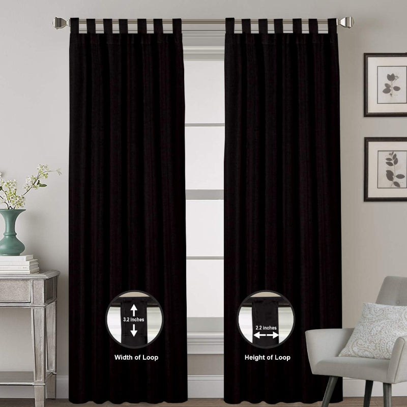 Buy Esme Tab Top Medium Width Curtain - Black Curtains from Vaaree