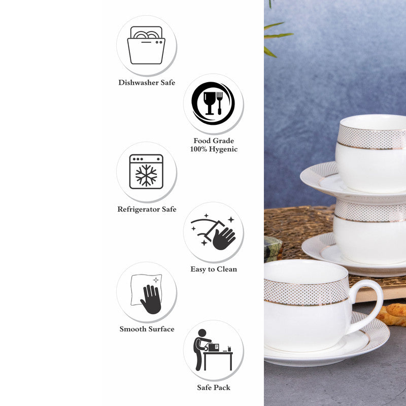 Buy Nimra Goldline Cup & Saucer (160 ML) - Twelve Piece Set Tea Cup & Saucer from Vaaree