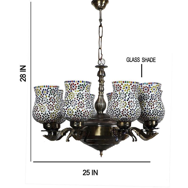 Buy Omra Vilona Mosaic Golden Antique Chandelier Ceiling Lamp from Vaaree