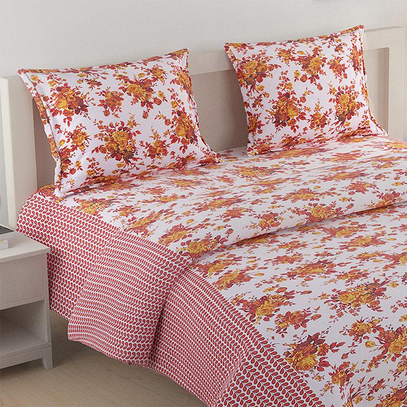 Buy Avery Floral Bedding Set - Red & Pink Bedding Set from Vaaree