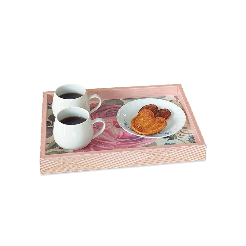 Serving Tray - Rio Glaze Wooden Tray - Pink