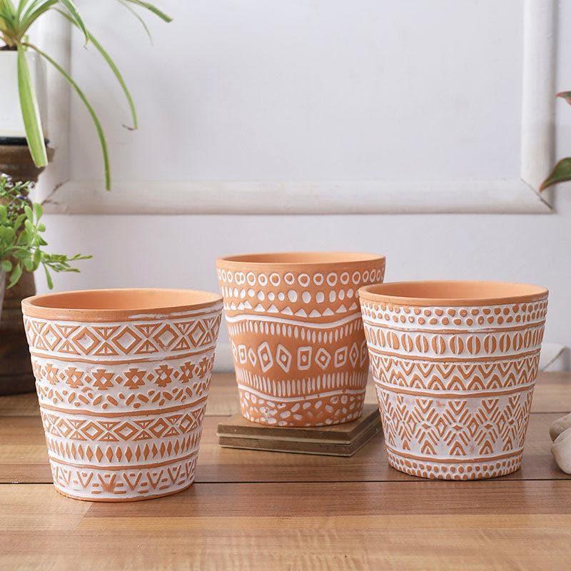 Buy Planters With Tribal Designs - Set Of Three at Vaaree online | Beautiful Pots & Planters to choose from