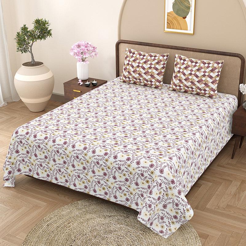 Buy Nolan Floral Bedsheet - Purple Bedsheets from Vaaree