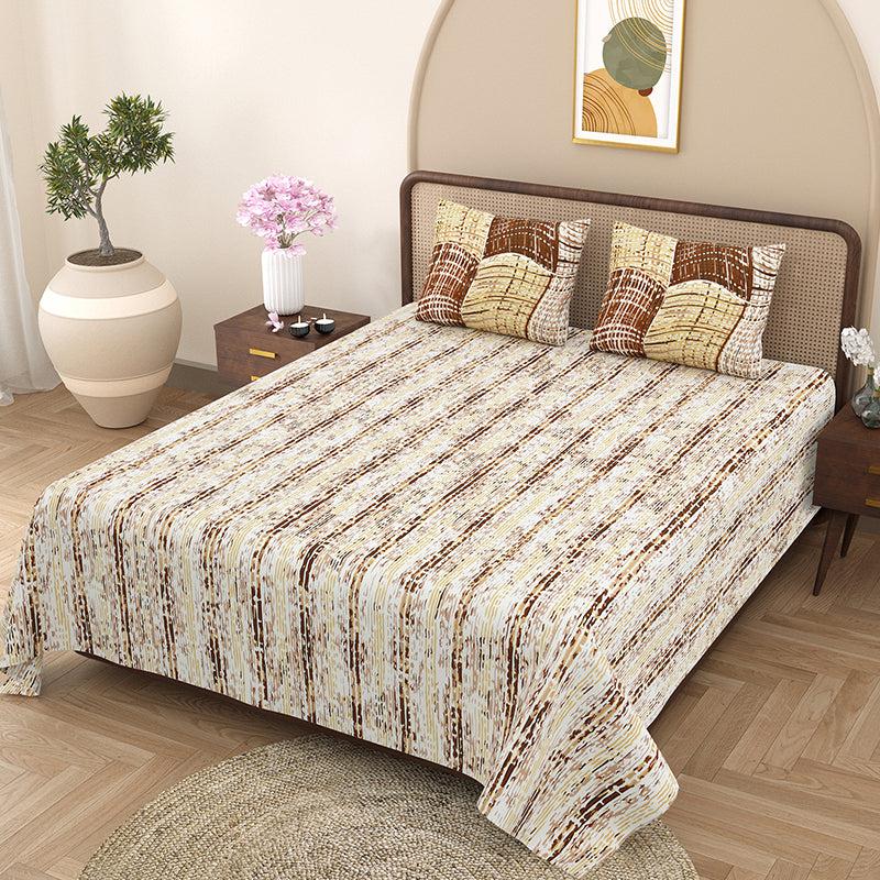 Buy Lincoln Striped Bedsheet - Brown Bedsheets from Vaaree