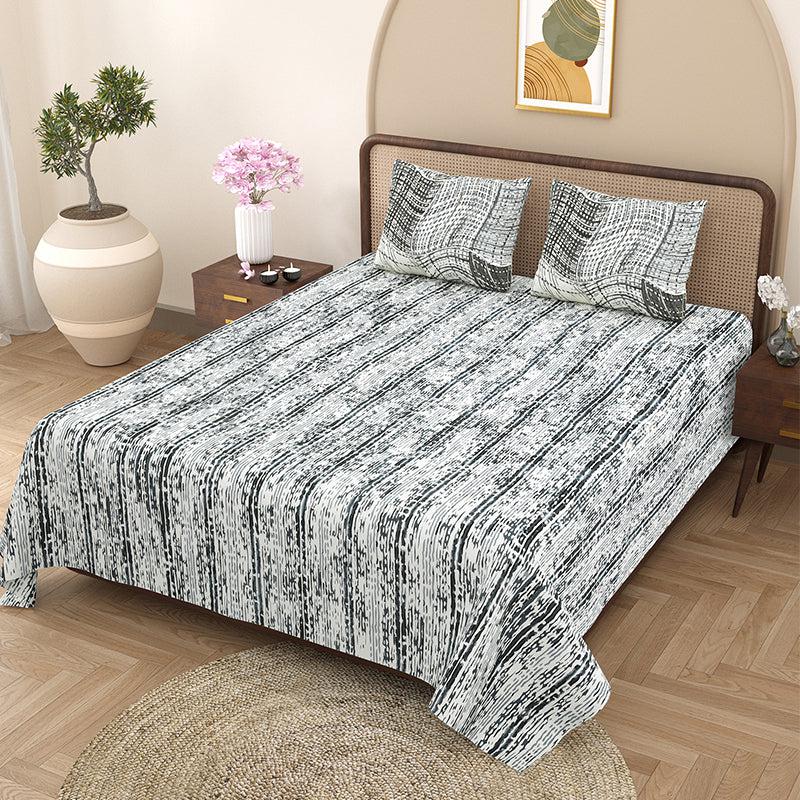 Buy Lincoln Striped Bedsheet - Grey Bedsheets from Vaaree