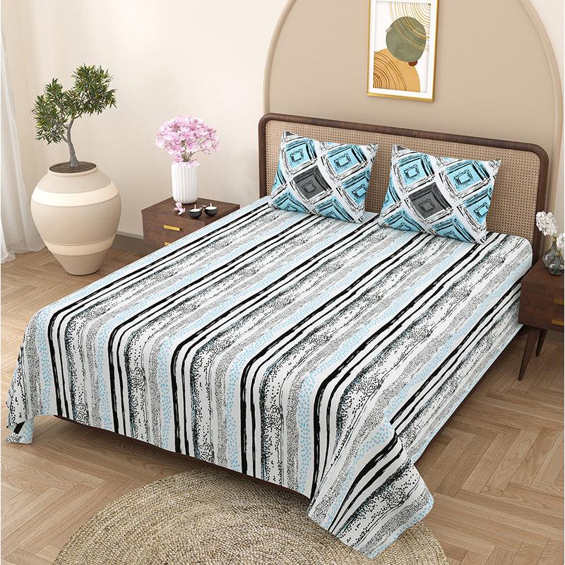 Buy Caleb Striped Bedsheet - Blue Bedsheets from Vaaree