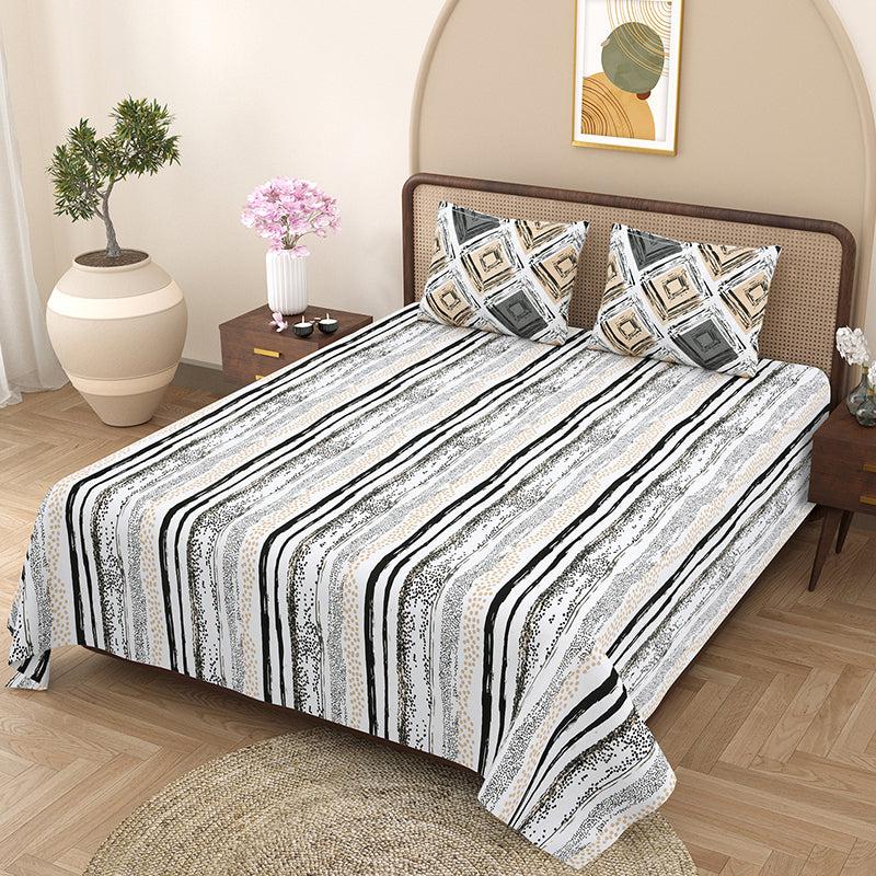 Buy Caleb Striped Bedsheet - Grey Bedsheets from Vaaree