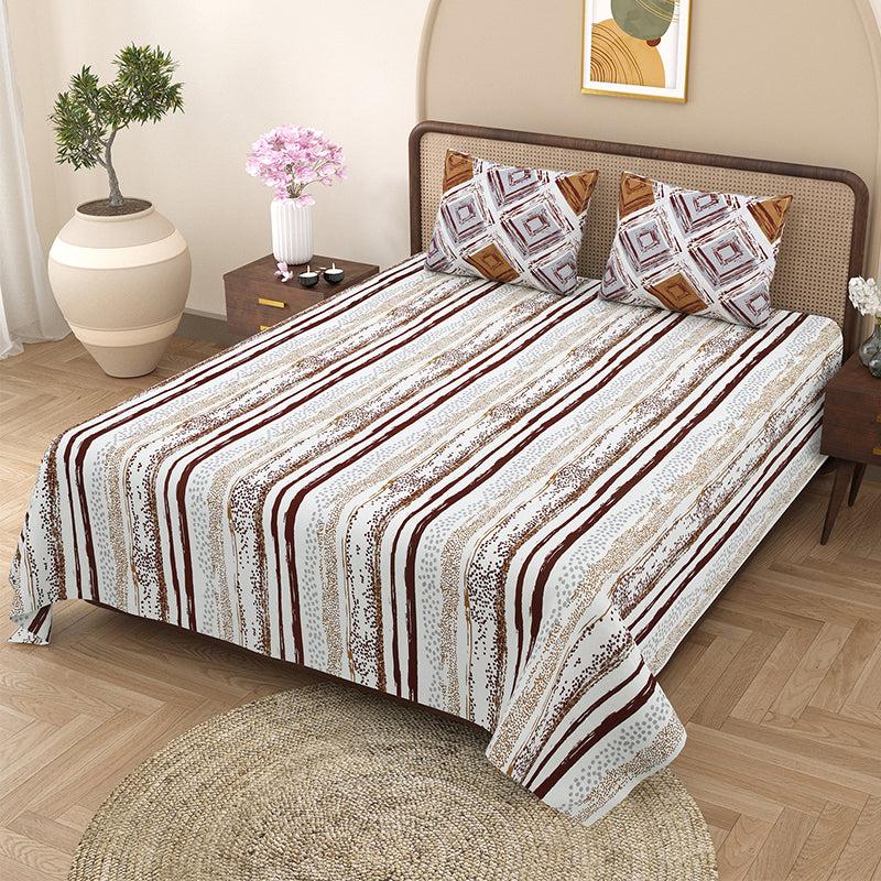 Buy Caleb Striped Bedsheet - Brown Bedsheets from Vaaree