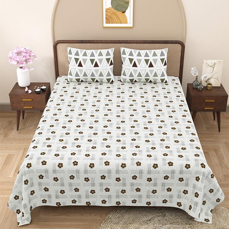 Buy Atticus Floral Bedsheet - Grey Bedsheets from Vaaree