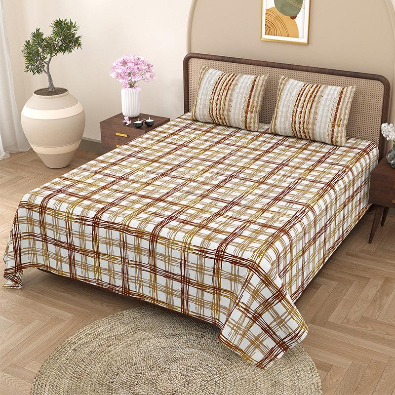 Buy Alaina Geomatric Bedsheet - Brown Bedsheets from Vaaree