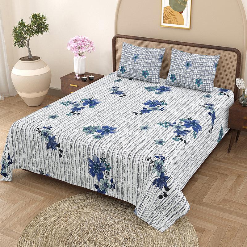 Buy Calla Floral Bedsheet - Blue Bedsheets from Vaaree