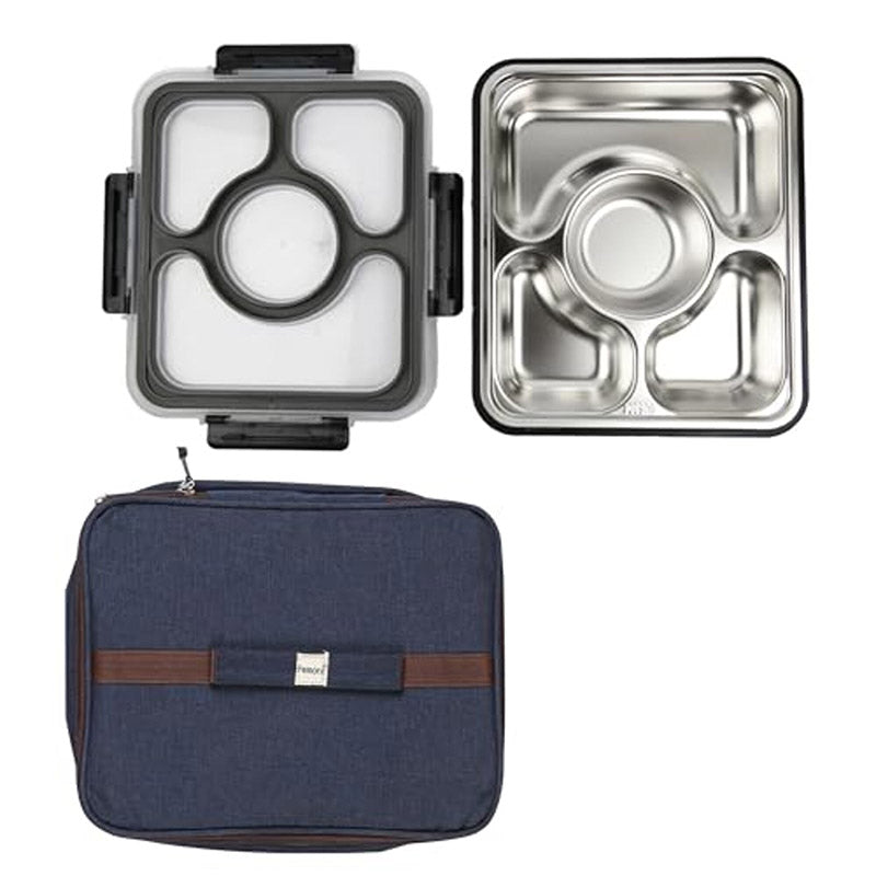 Tiffins & Lunch Box - Steamo Steel Lunch Box With Bag - Black