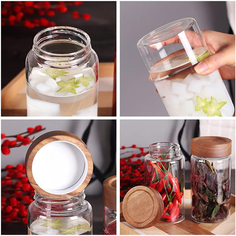 Jar - Ethel Storage Jar With Wooden Screw Lid (350 ML) - Set Of Four