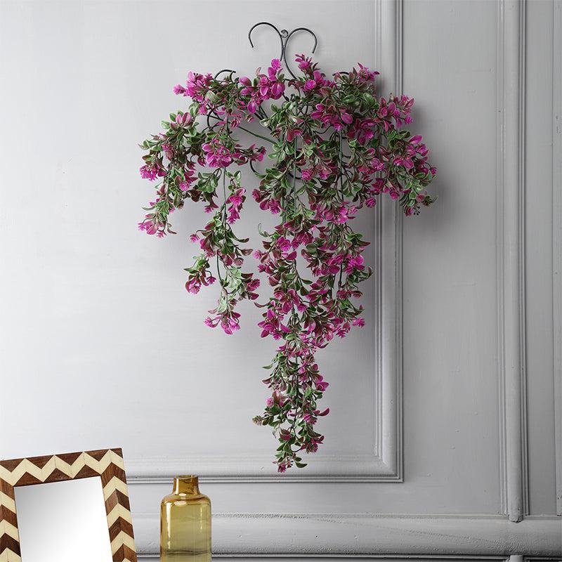 Buy Faux Purple Flower Vine With Metal Wall Stand Artificial Plants from Vaaree