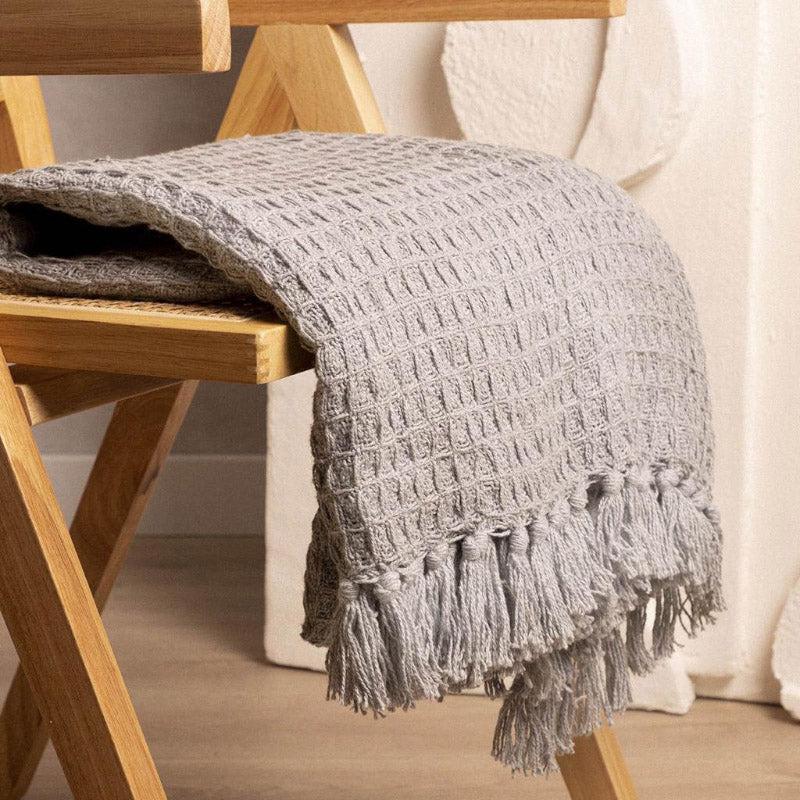 Throws - Sona Cotton Plaid Throw - Grey