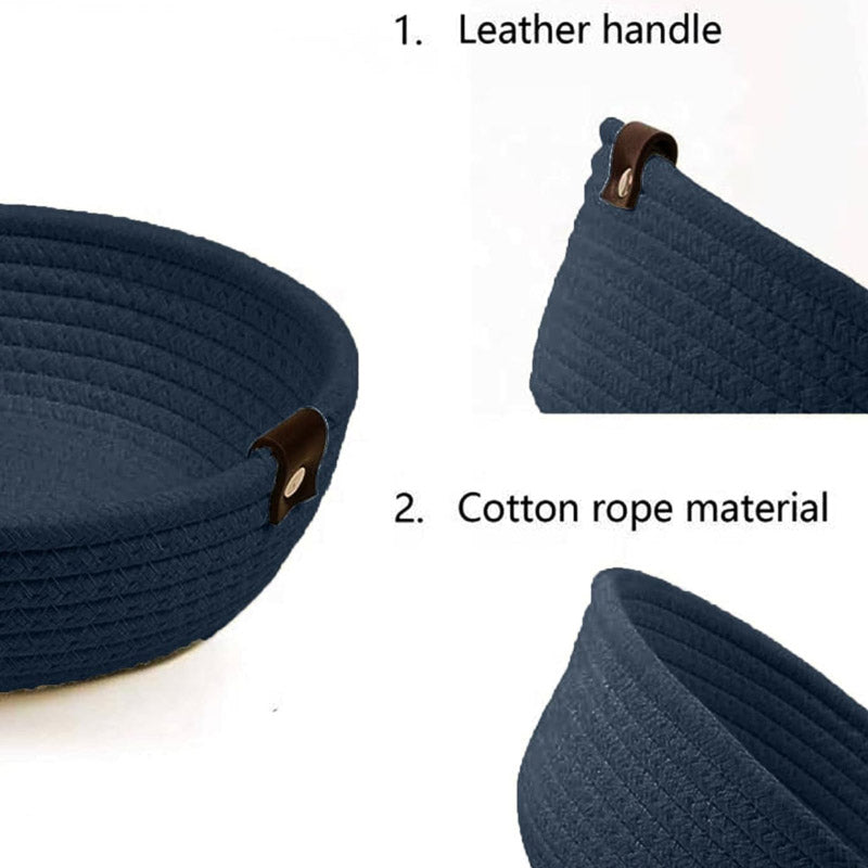 Storage Basket - Stellen Natural Fiber Organizer (Navy Blue) - Set Of Three