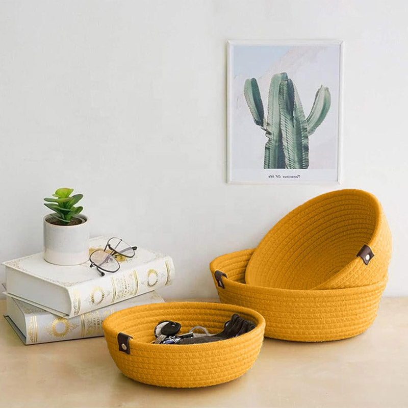 Buy Stellen Natural Fiber Organizer (Yellow) - Set Of Three Storage Basket from Vaaree