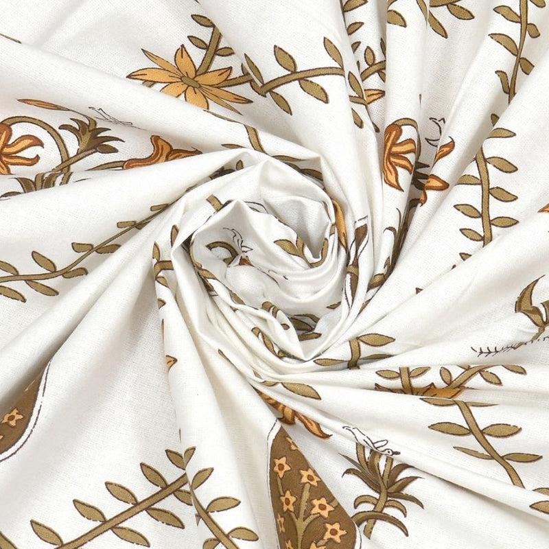 Buy Shlok Ethnic Bedsheet - White & Brown Bedsheets from Vaaree