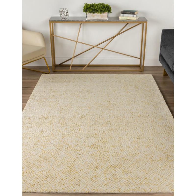 Buy Timeless Textures Hand Tufted Rug - Mustard & White Rugs from Vaaree