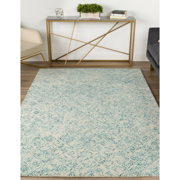 Rugs - Timeless Textures Hand Tufted Rug - Teal & White