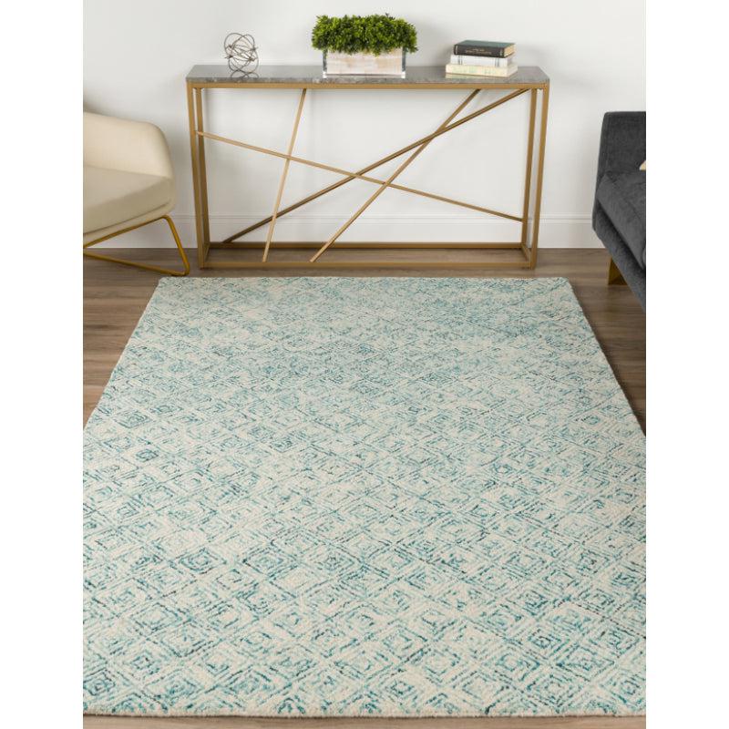 Buy Timeless Textures Hand Tufted Rug - Teal & White Rugs from Vaaree