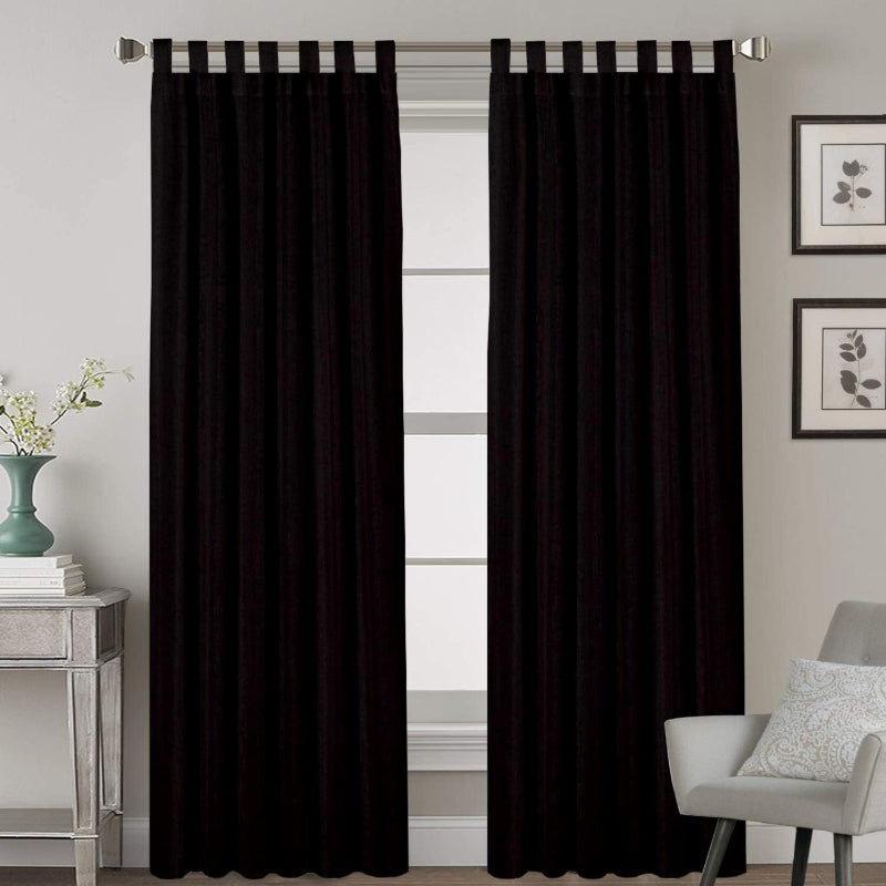 Buy Esme Tab Top Medium Width Curtain - Black Curtains from Vaaree