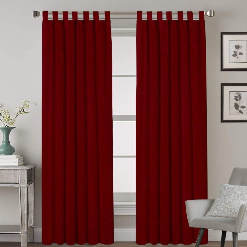 Buy Esme Tab Top Medium Width Curtain - Burgundy Curtains from Vaaree