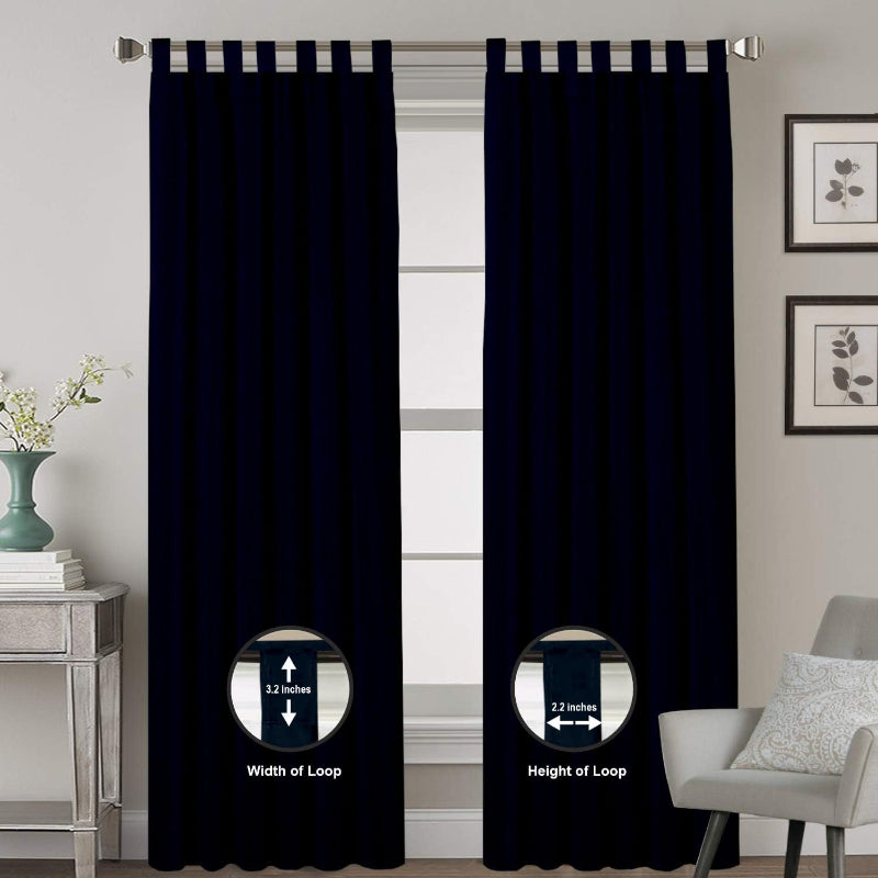 Buy Esme Tab Top Medium Width Curtain - Navy Blue Curtains from Vaaree