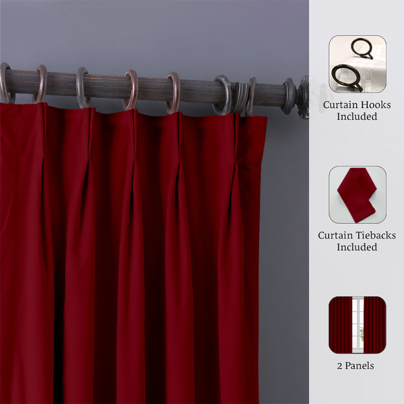 Buy Imora Double Pinch Pleat Medium Width Curtain - Burgundy Curtains from Vaaree