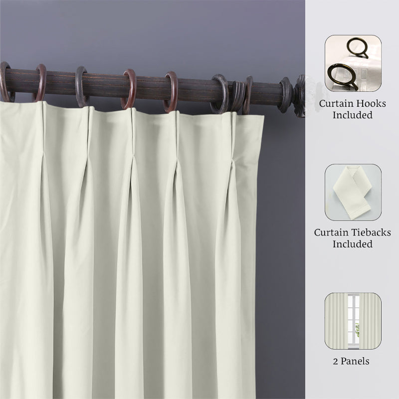 Buy Imora Double Pinch Pleat Short Width Curtain - Ivory Curtains from Vaaree